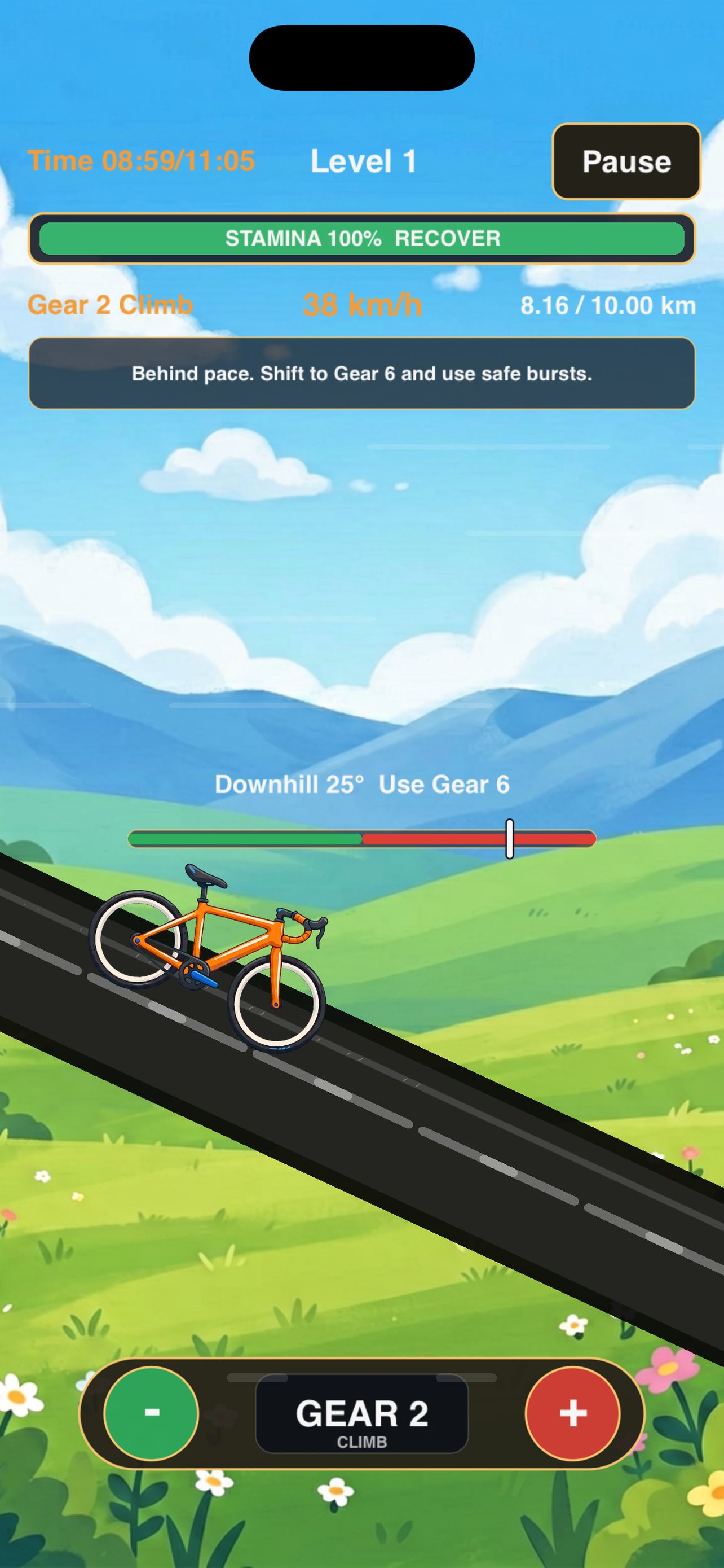 Cycling gameplay with gear shifter