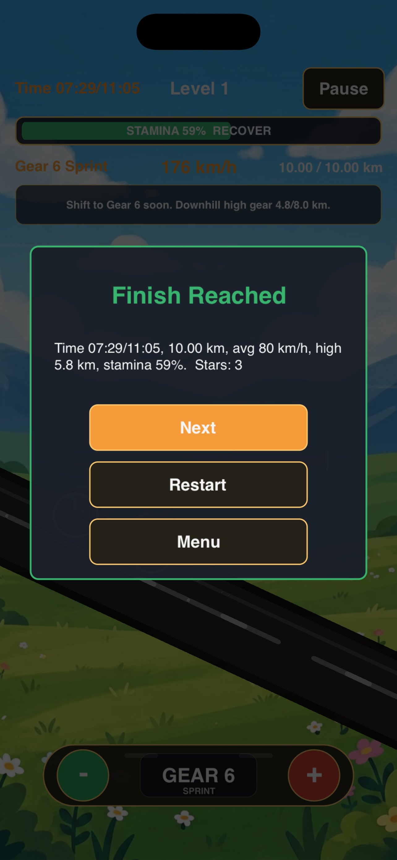 Slope profile and stamina bar